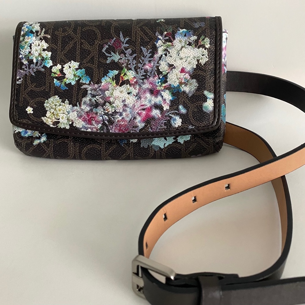 Calvin Klein Vegan Belt Bag Brown Floral NWOT